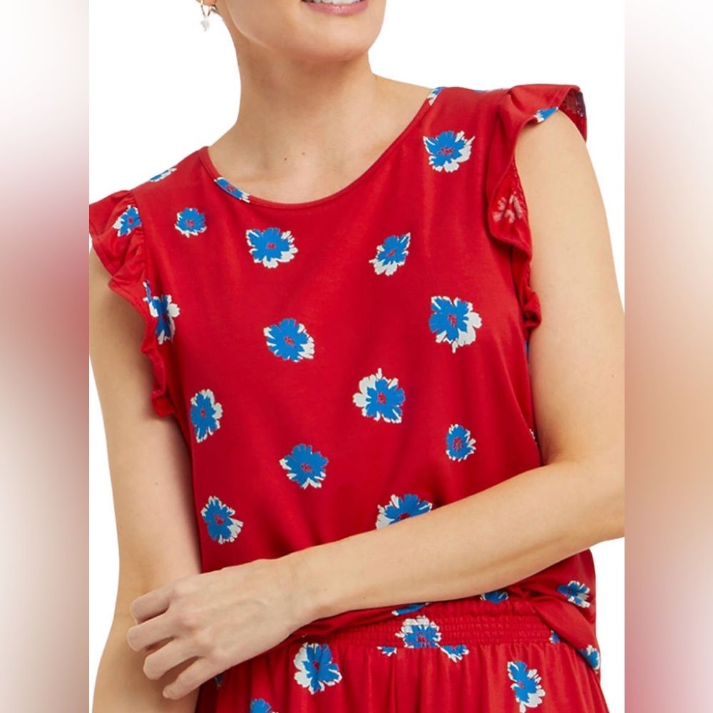 Draper James Flutter Sleeve Top In Fireworks - Picture 2 of 6
